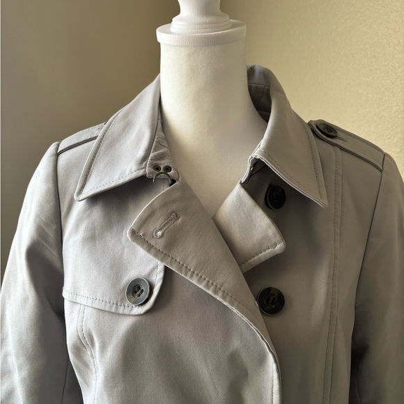 THE LIMITED-Gray Double-Breasted Trench Coat - Picture 2 of 4